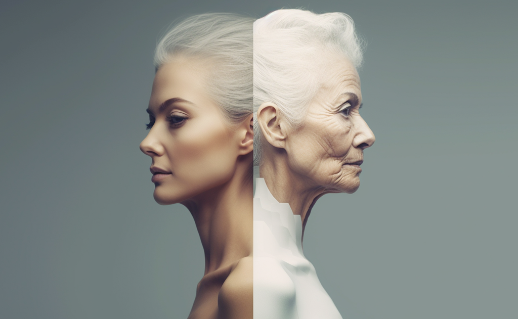 Inflammation, Is Inflammation Making You Age Faster?, image of a young woman on the left and an older version of her on the right.